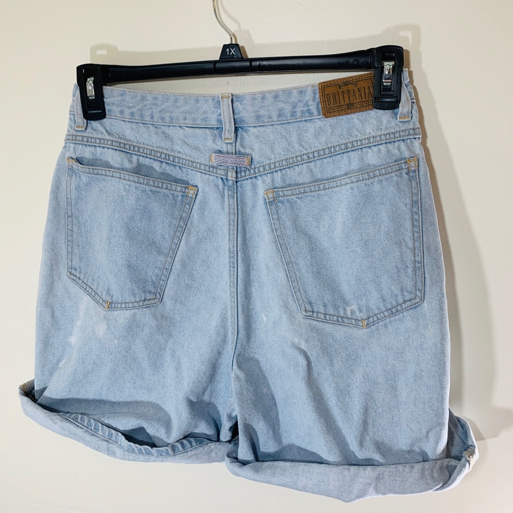 VINTAGE Brittania Light-Wash Distressed Denim Shorts; 14 - Picture 3 of 5